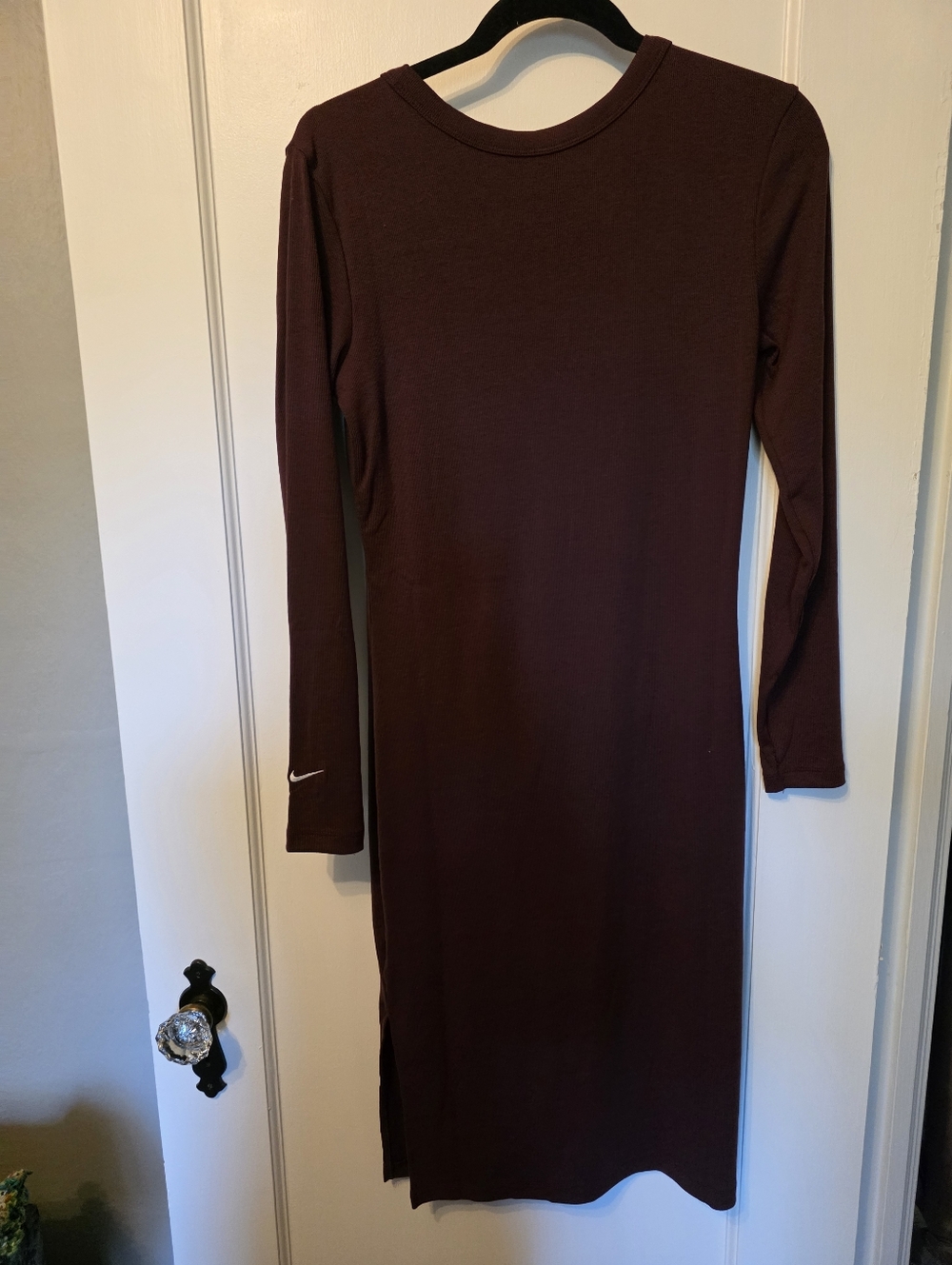 Nike Sportswear Chill Knit Ribbed Long Sleeve Midi Dress NWT Med Burgundy Crush - Picture 6 of 14